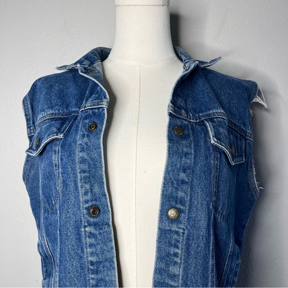 90s Vintage Tomorrow’s Generation Cut Off Denim Vest Punk Grunge Biker - Picture 4 of 8